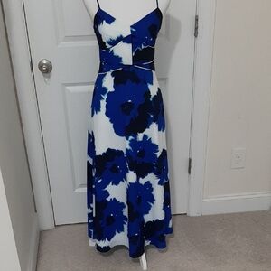 Banana Republic Elegant Blue Floral Women's Maxi Dress 00Petite